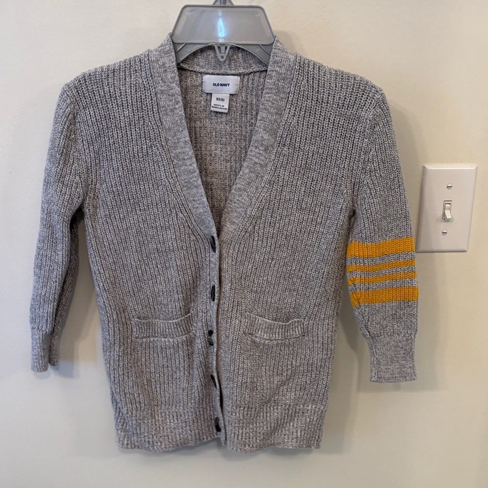 Old Navy Kids Gray Cardigan with Yellow Accents